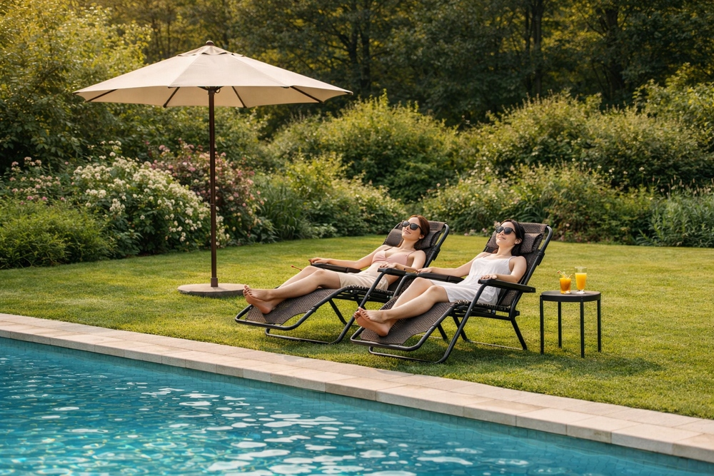 Záhradné polohovacie kreslo SPRINGOS ZERO GRAVITY hnedé