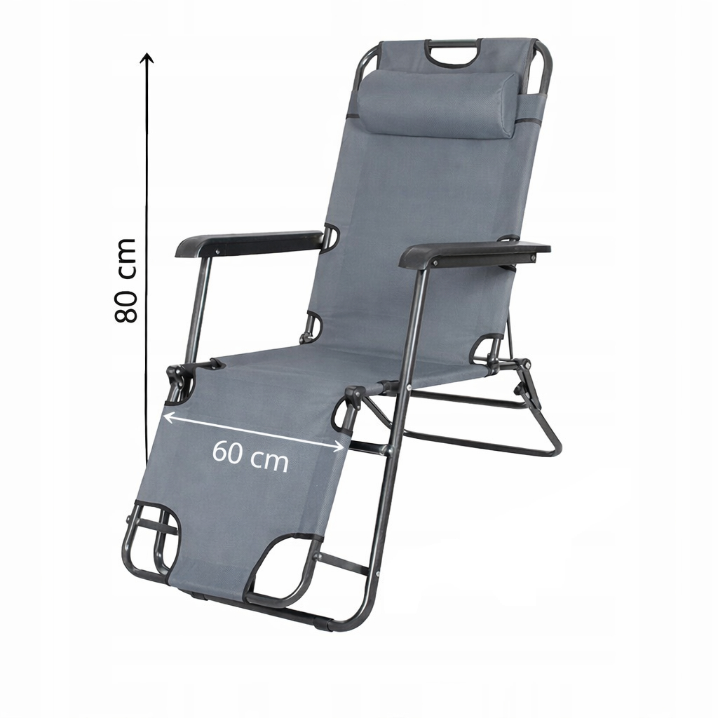Záhradné polohovacie kreslo SPRINGOS RELAX tmavo šedé