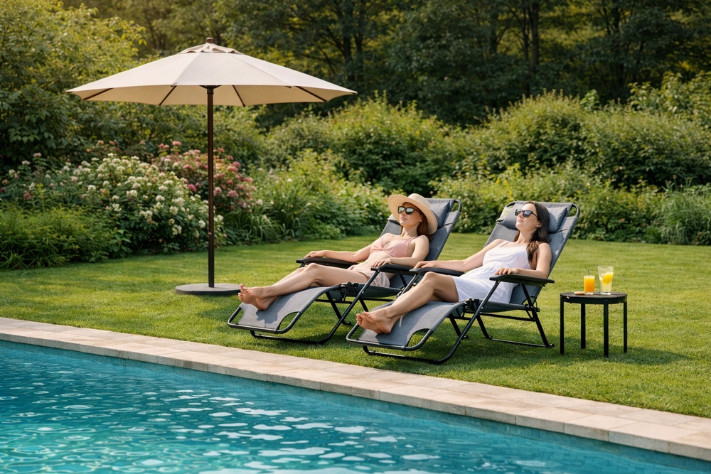 Záhradné polohovacie kreslo SPRINGOS RELAX tmavo šedé