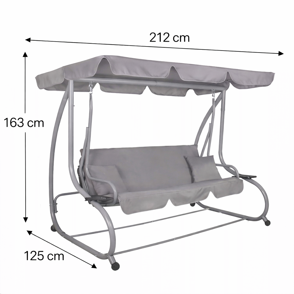 Záhradná hojdačka SPRINGOS VENEZIA 3-miestna, šedá