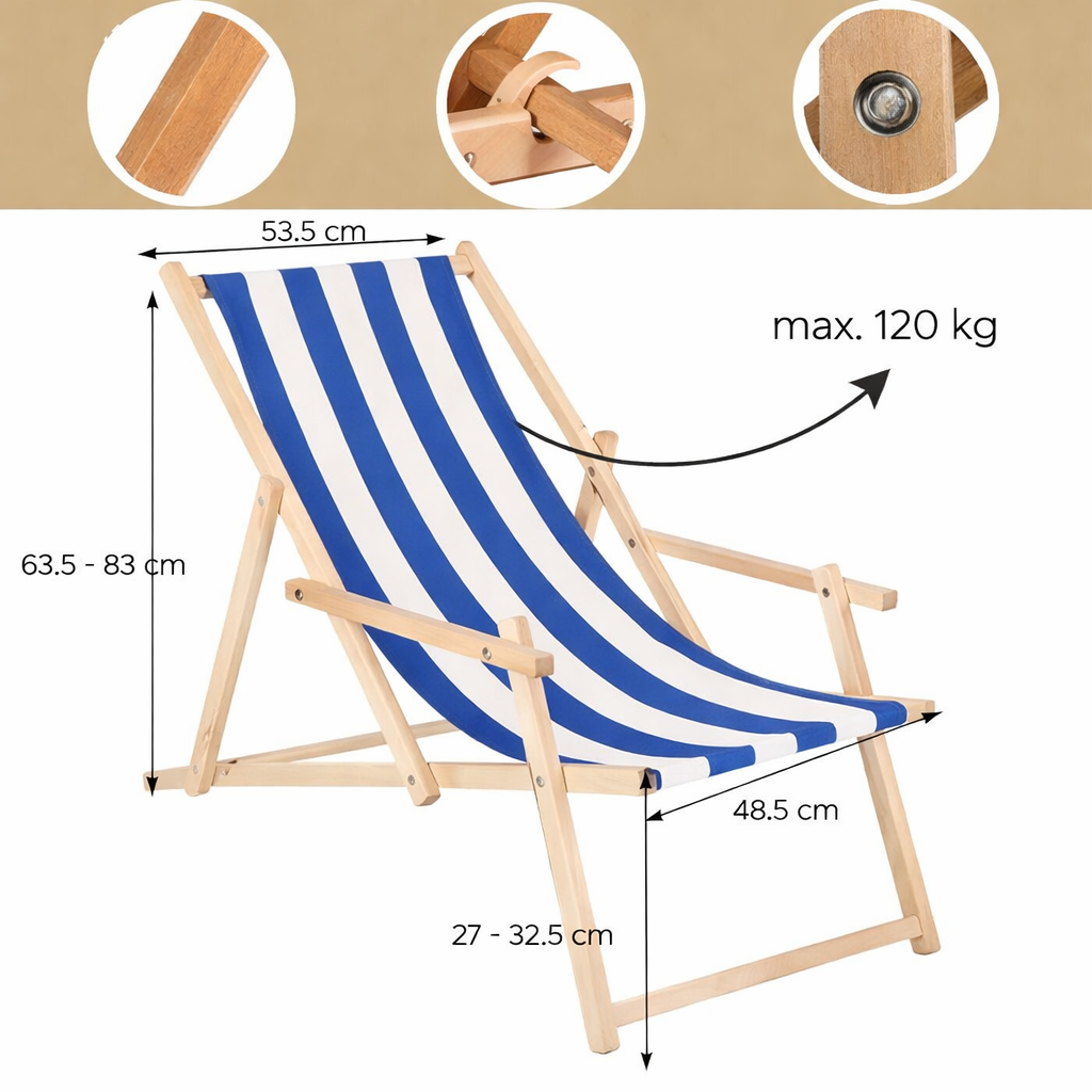 Záhradné drevené lehátko SPRINGOS TORINO čierne