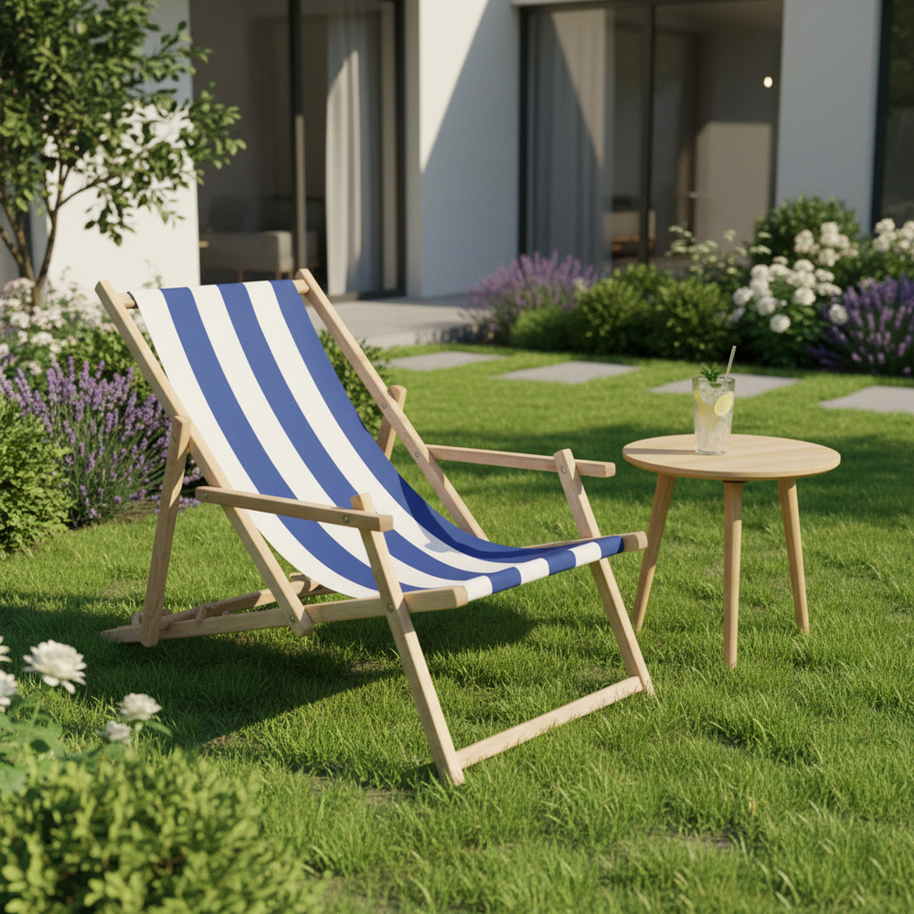 Záhradné drevené lehátko SPRINGOS TORINO čierne