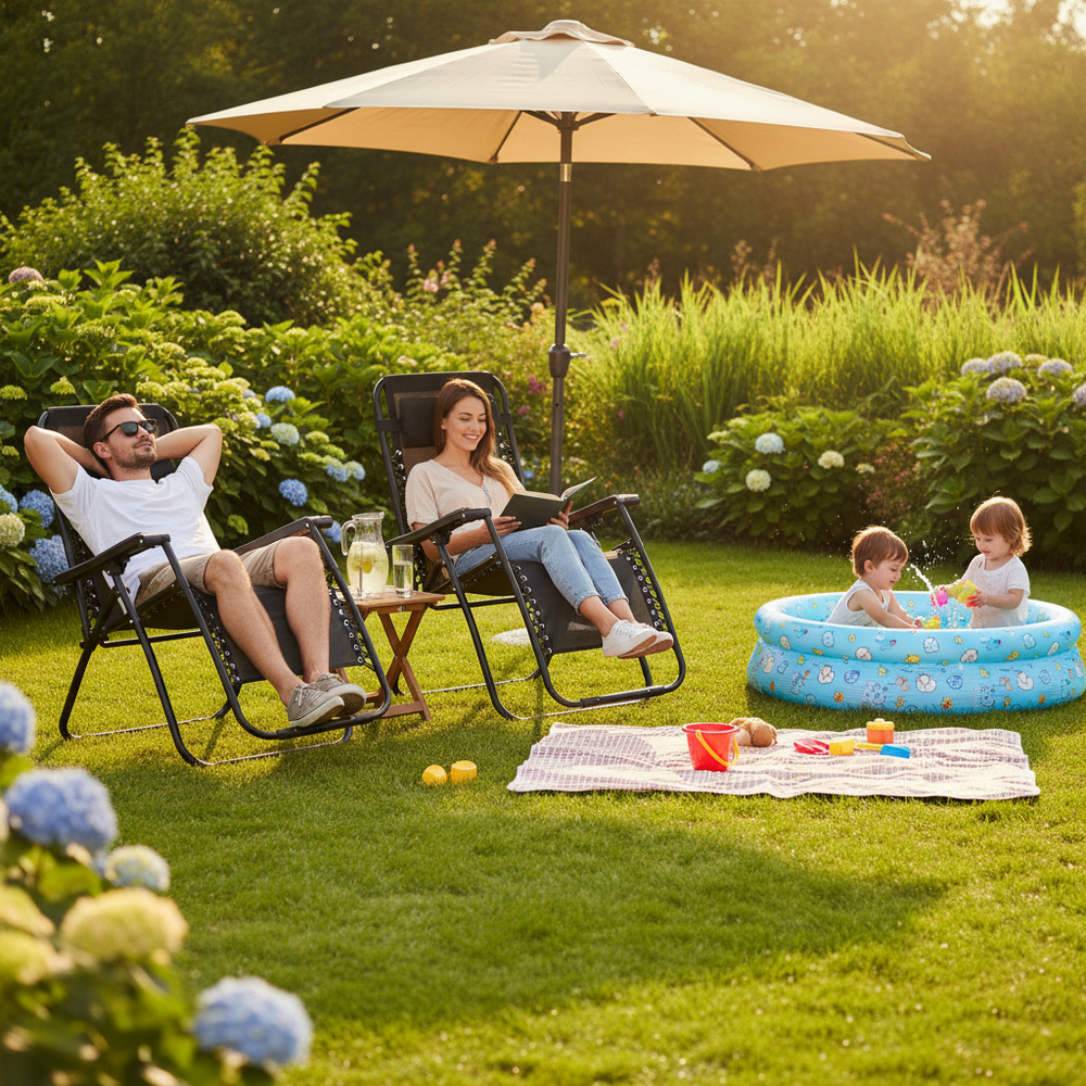 Záhradné polohovacie kreslo SPRINGOS ZERO GRAVITY hnedé