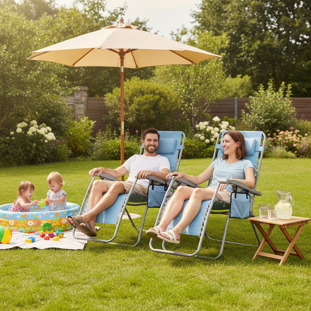 Záhradné polohovacie kreslo SPRINGOS ZERO GRAVITY hnedé