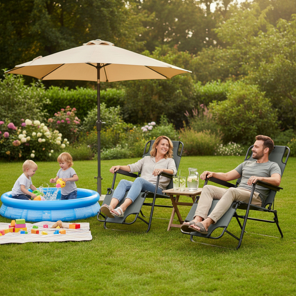 Záhradné polohovacie kreslo SPRINGOS RELAX tmavo šedé
