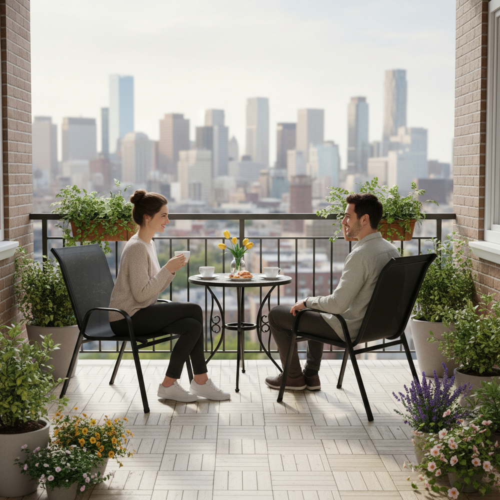 Set 2x Záhradné kreslo SPRINGOS MONZA GF0102 čierne