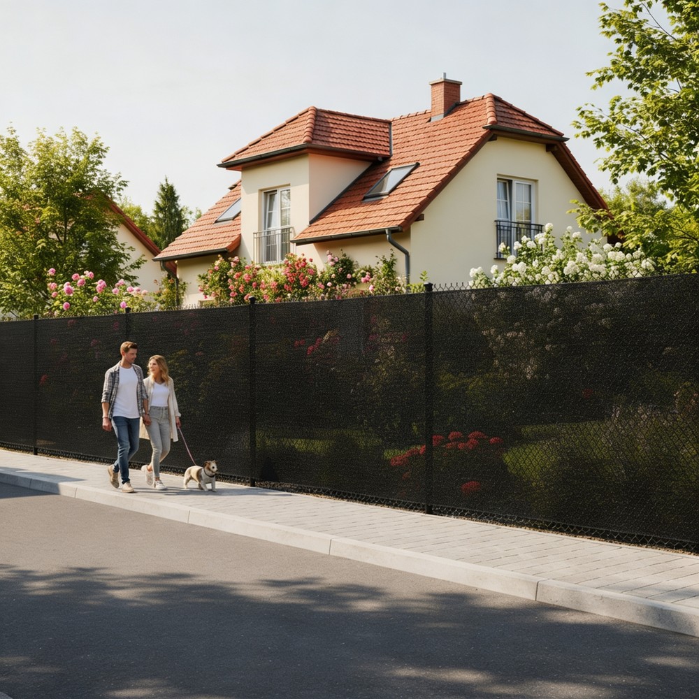 Tieniaca tkanina na plot 150cm x 50m 90% zatienenie SPRINGOS SN0064 svetlo grafitová