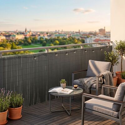 PVC zástena 1,8x5 m na balkón plot SPRINGOS GA0240 sivá