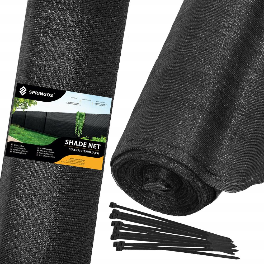 Tieniaca tkanina na plot 150cm x 50m 90% zatienenie SPRINGOS SN0064 svetlo grafitová