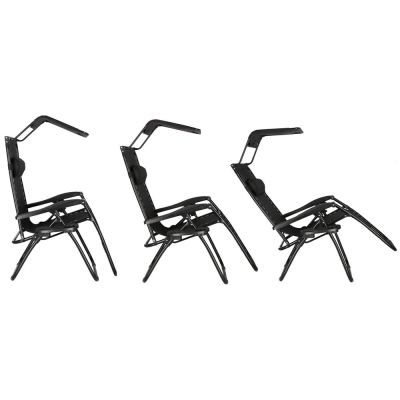 Záhradné polohovacie kreslo so strieškou SPRINGOS ZERO GRAVITY čierne