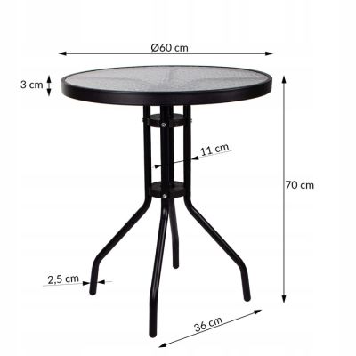 Záhradný stolík 60 cm SPRINGOS BISTRO čierny