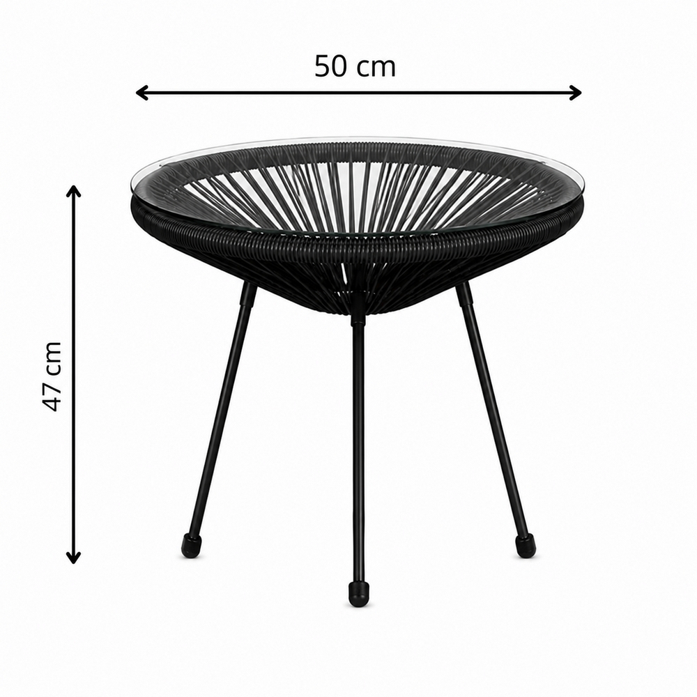 Záhradný stôl 50 cm, čierny SPRINGOS LOA GF0090