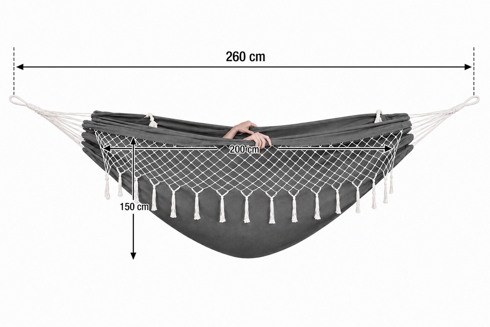 Hojdacia sieť Hamaka s vankúšmi 200 x 150 cm SPRINGOS HM041