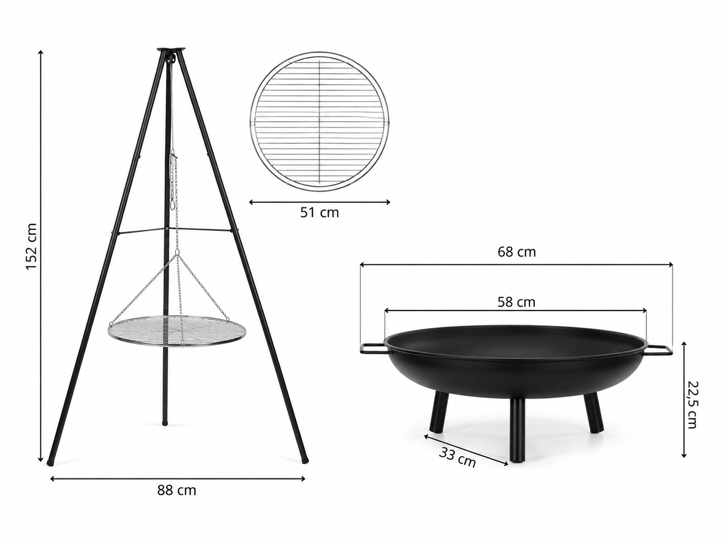 Set prenosné ohnisko s roštom SPRINGOS BQ0034