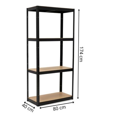 Kovový regál 200x120x40 cm 5 políc SPRINGOS HA5284 čierny