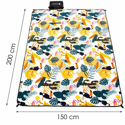 Pikniková deka 200x200 cm SPRINGOS PM041 zelená s listami