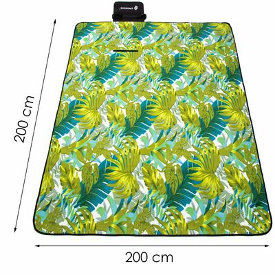 Pikniková deka 200x200 cm SPRINGOS PM041 zelená s listami