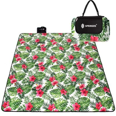 Pikniková deka 200x200 cm SPRINGOS PM041 zelená s listami