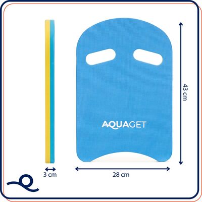 Plavecká doska s úchytmi 43x28x3 cm AQUAGET AQ0059 modro-žltá