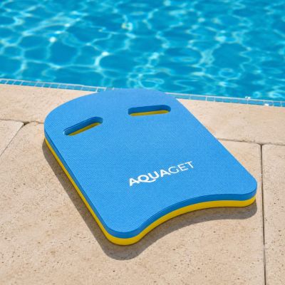 Plavecká doska s úchytmi 43x28x3 cm AQUAGET AQ0059 modro-žltá