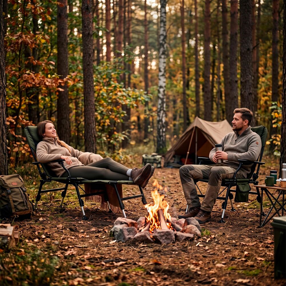 Rybárske kreslo polohovacie s podnožkou SPRINGOS CS0192 zelené