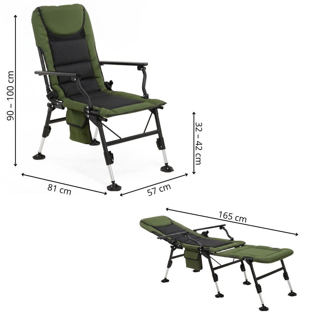 Rybárske kreslo polohovacie s podnožkou SPRINGOS CS0192 zelené