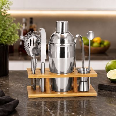Barmanská sada 9ks 550 ml so stojanom SPRINGOS Martini strieborná
