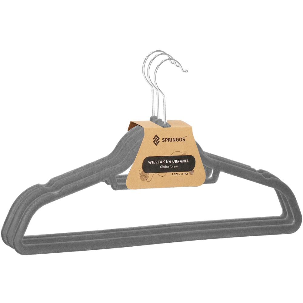 Zamatové ramienka na oblečenie 43,5 cm SPRINGOS HG0042 3ks šedá