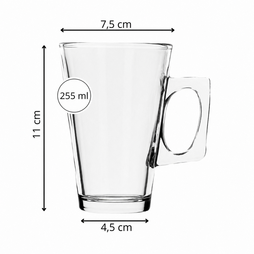 Pohár na latte 255 ml 6ks SPRINGOS KI0183 číre