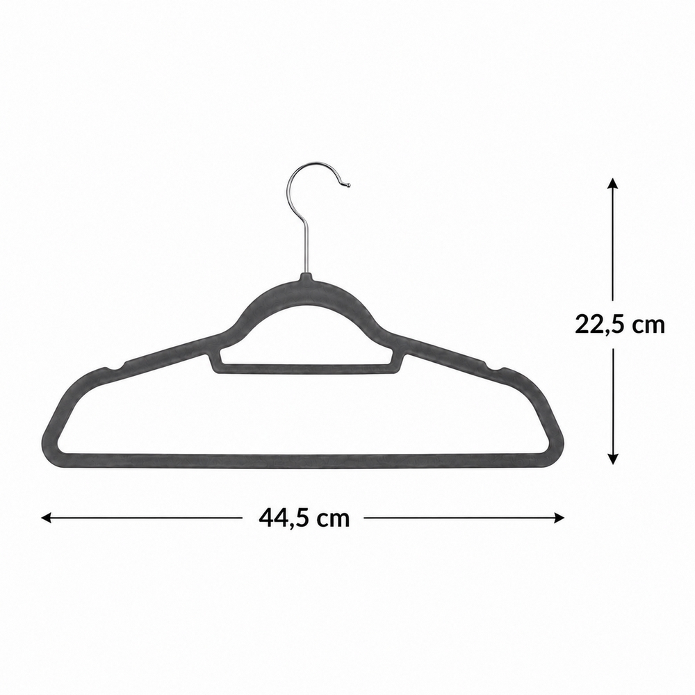 Zamatové ramienka na oblečenie 43,5 cm SPRINGOS HG0042 3ks šedá