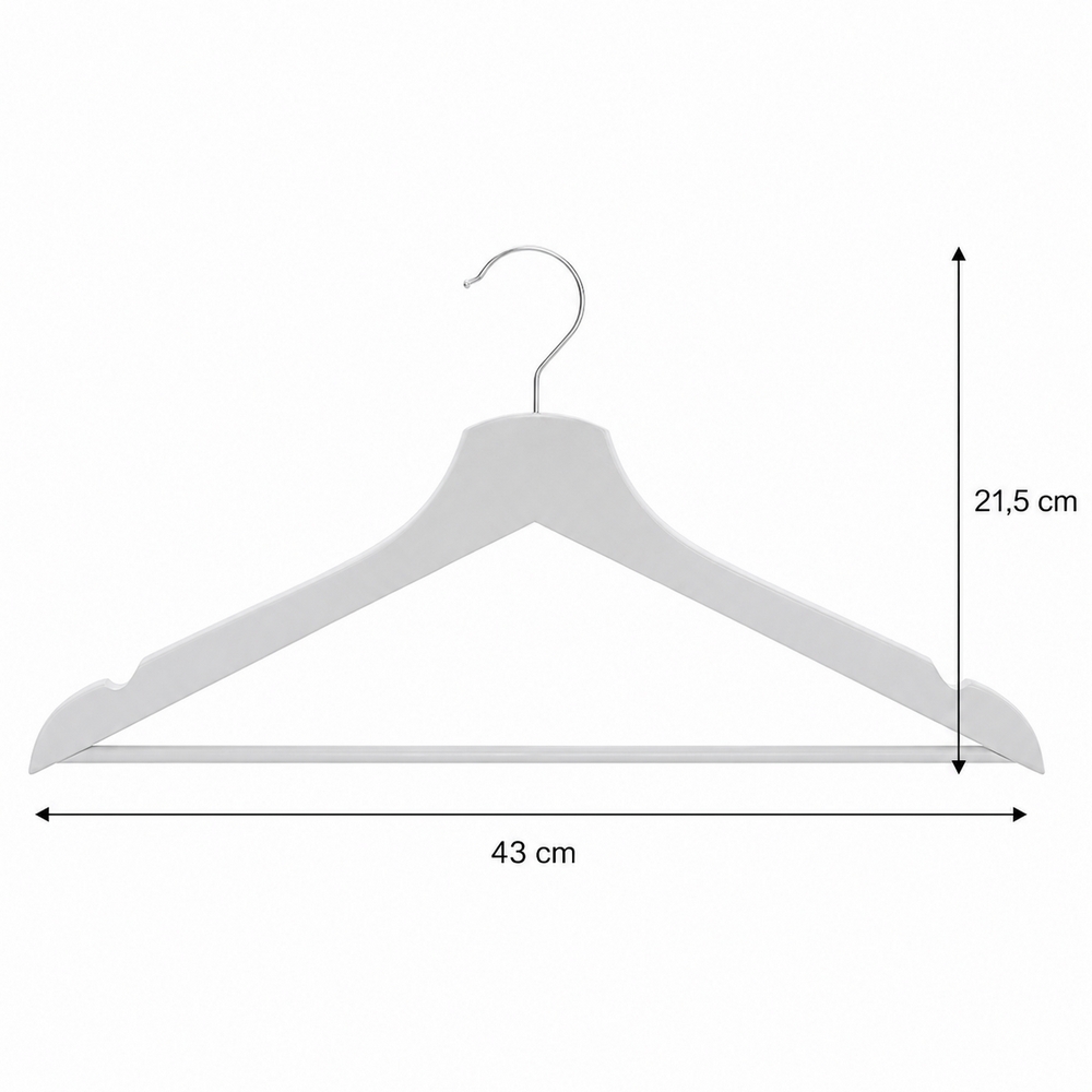 Drevené ramienka na oblečenie 43 cm SPRINGOS HG0005 3ks biela