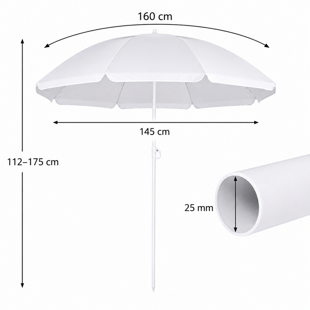 Plážový slnečník 160 cm SPRINGOS BU0027 svetlo šedý