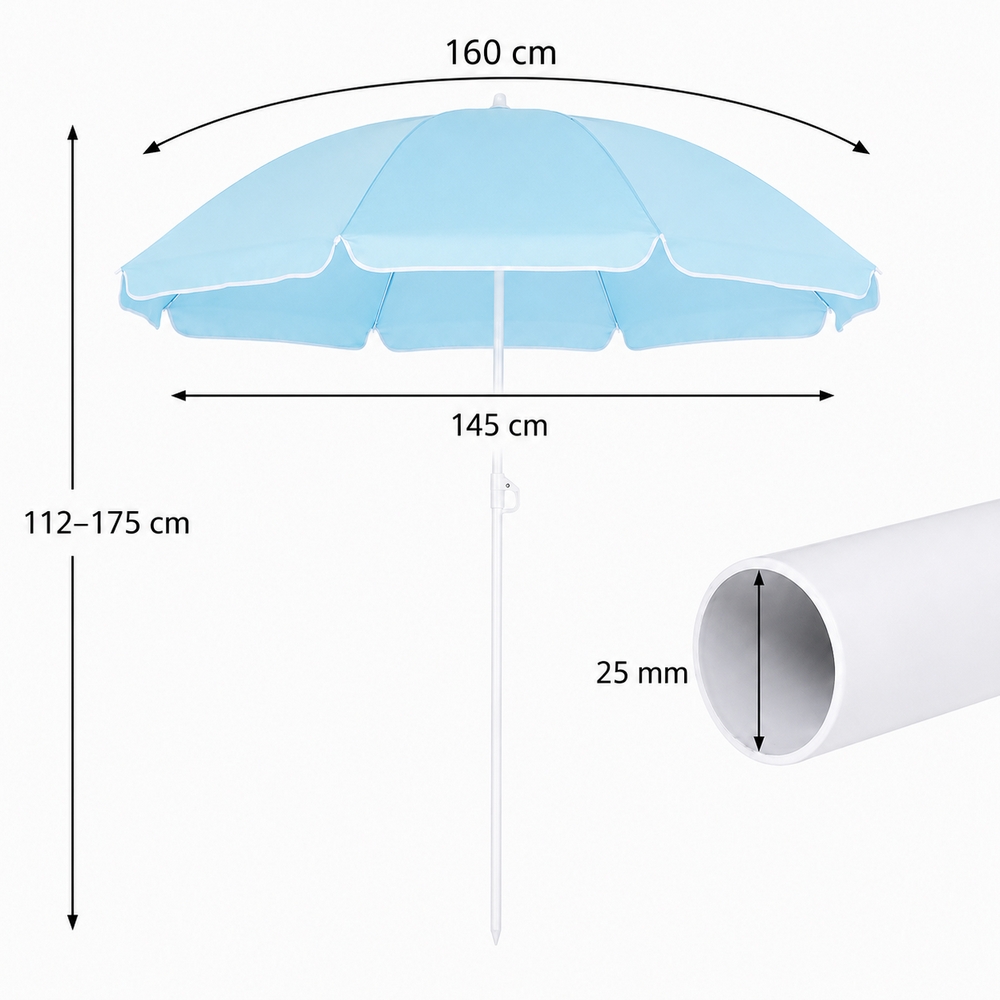 Plážový slnečník 160 cm SPRINGOS BU0026 modrý