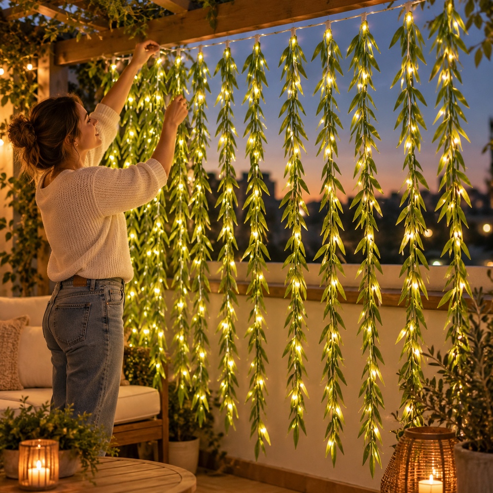 Svetelný záves s listami 200 LED 5,85 m SPRINGOS CL4125