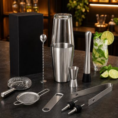 Barmanská sada 11ks SPRINGOS Boston KI0009 strieborná