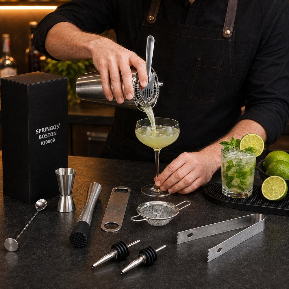 Barmanská sada 11ks SPRINGOS Boston KI0009 strieborná