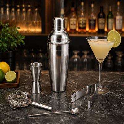Barmanská sada 5ks so šejkrom 750 ml SPRINGOS Chivas strieborná