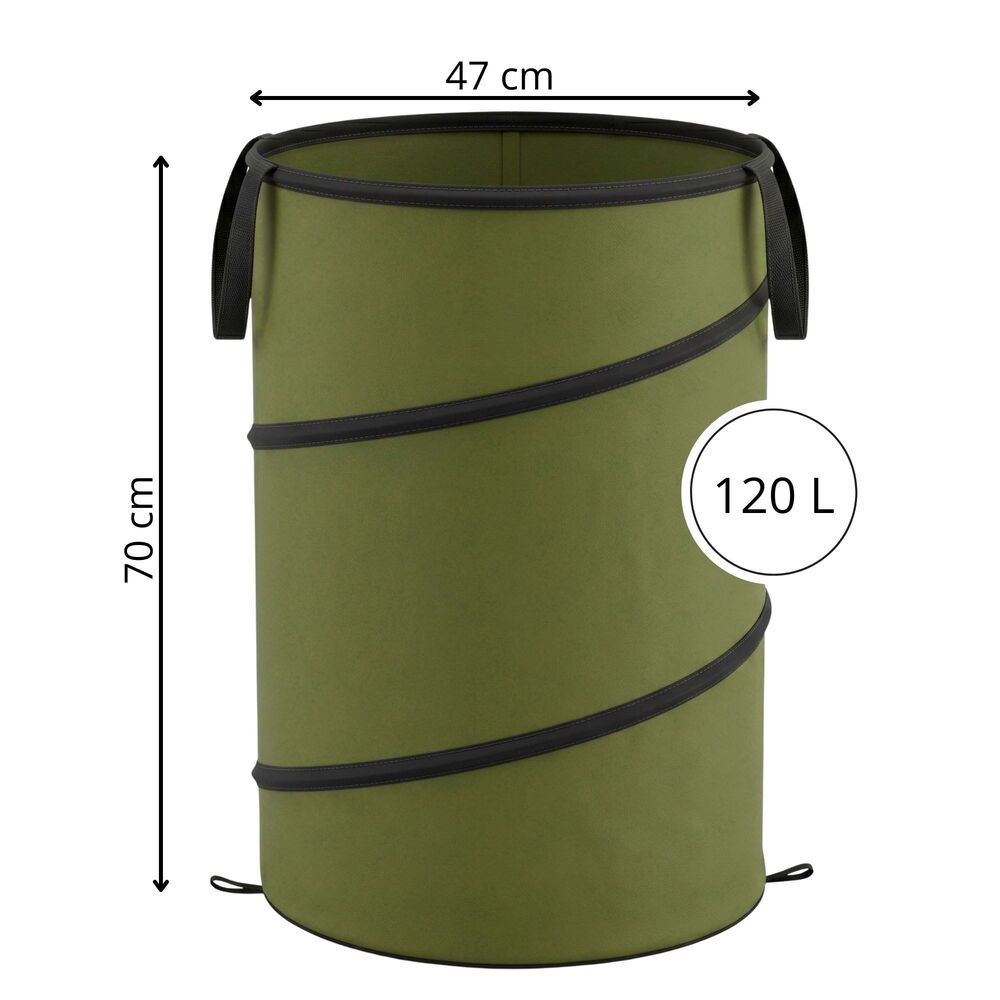 Skladací záhradný kôš na lístie 120 l SPRINGOS GA0273 tmavo zelený