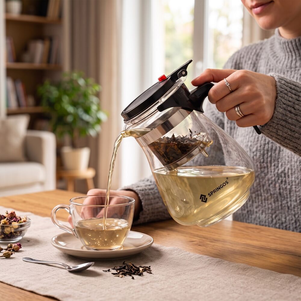 Kanvica na čaj 1,65 l SPRINGOS KI0196 priehľadná