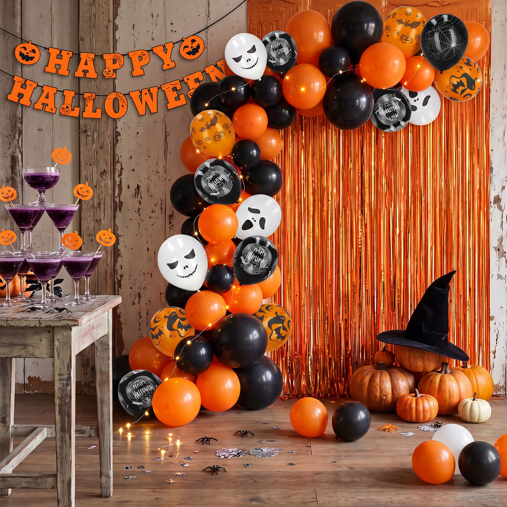 Halloween dekorácia sada 38ks SPRINGOS HA5216 čierno-oranžová