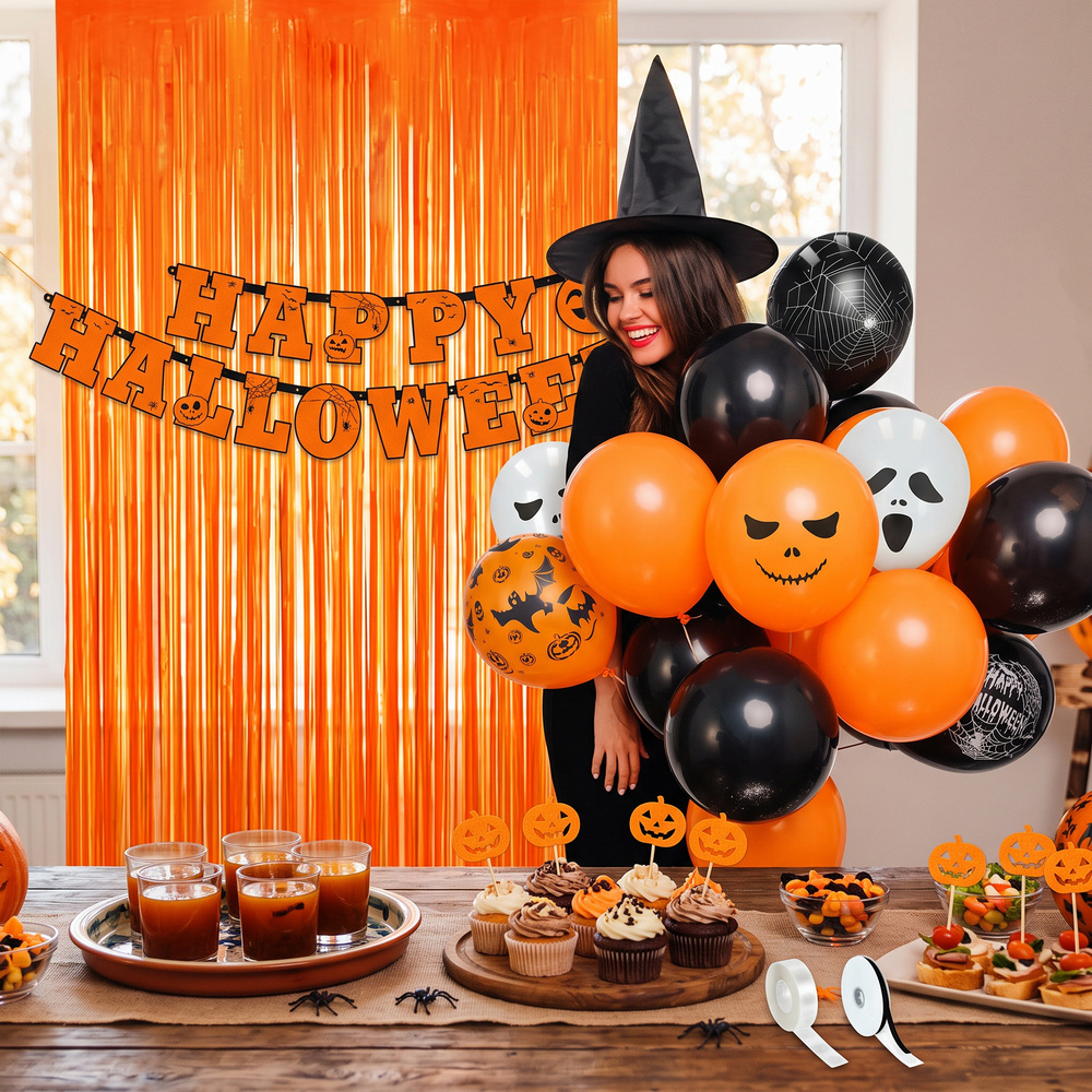 Halloween dekorácia sada 38ks SPRINGOS HA5216 čierno-oranžová