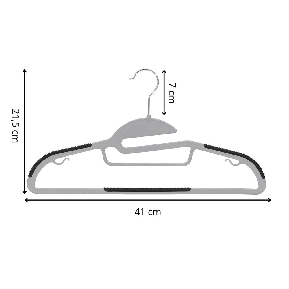 Plastové ramienka na oblečenie 41 cm SPRINGOS HG0082 20ks sivá