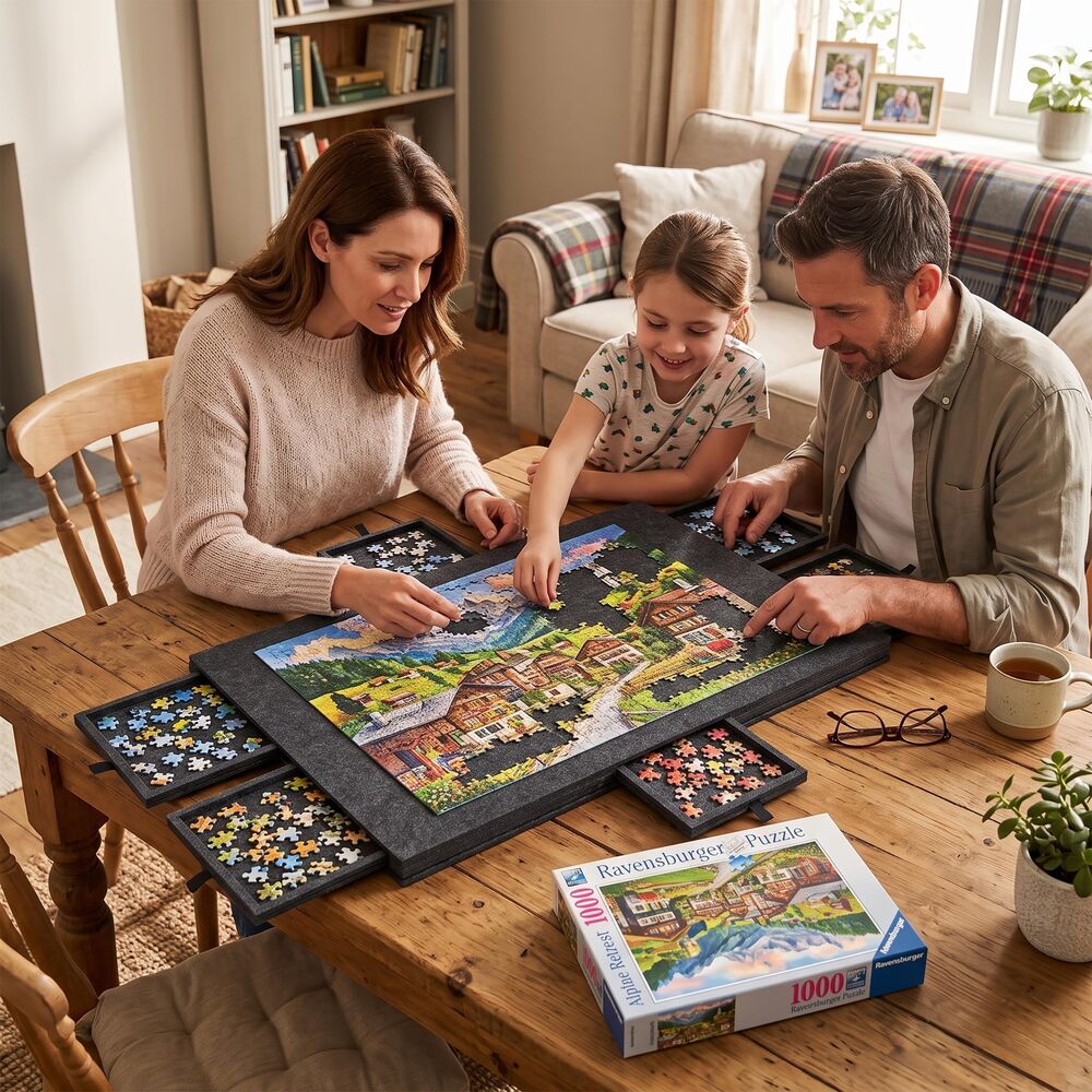 Podložka na puzzle 1500 dielikov so 6 zásuvkami SPRINGOS KG0066 sivá