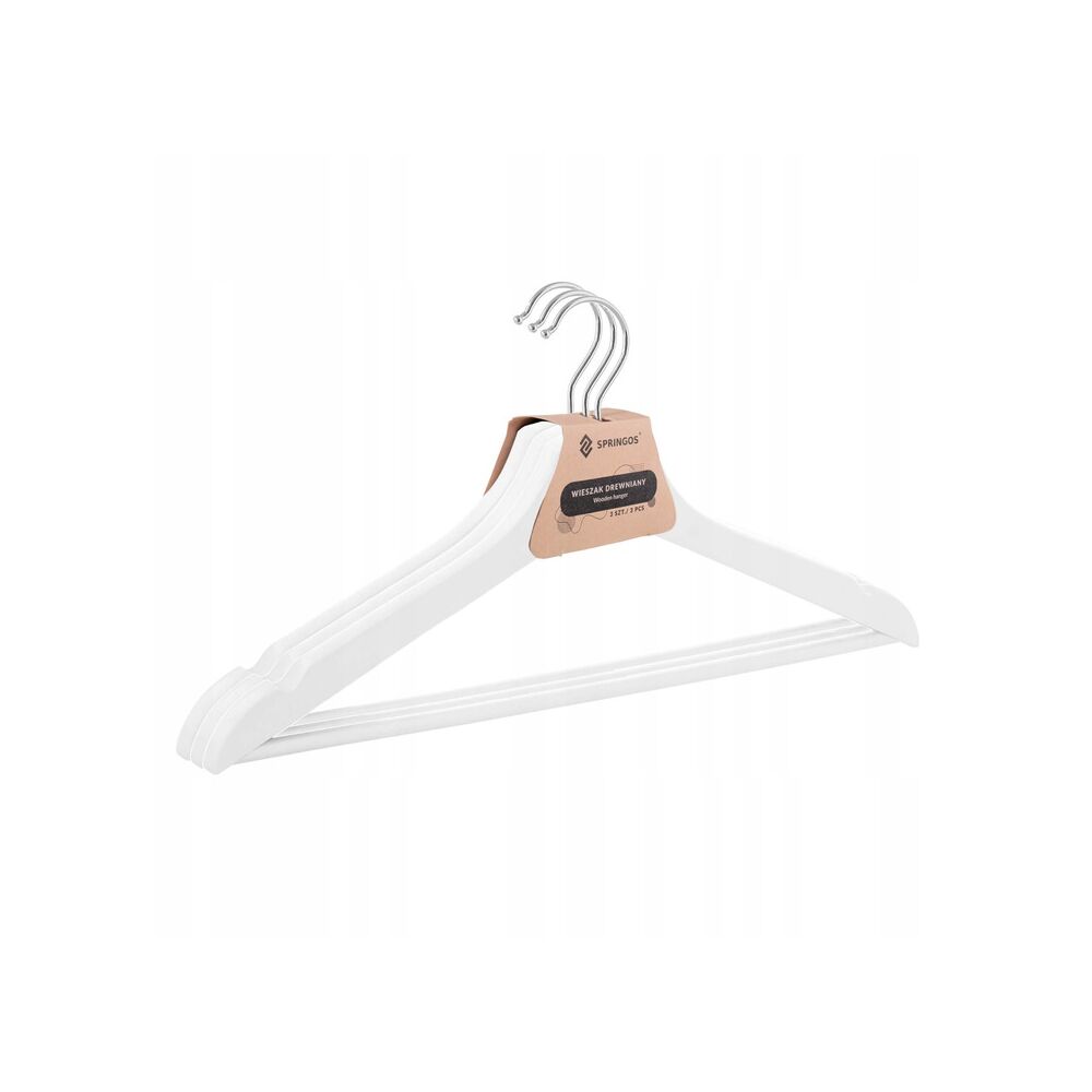 Drevené ramienka na oblečenie 43 cm SPRINGOS HG0005 3ks biela