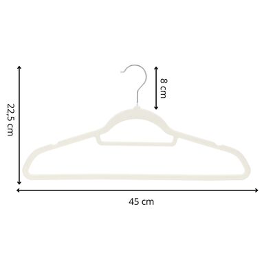 Zamatové ramienka na oblečenie 45 cm SPRINGOS HG0084 20ks ecru