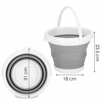 Skladací vedierko 10 l SPRINGOS HA5096 sivý/biely