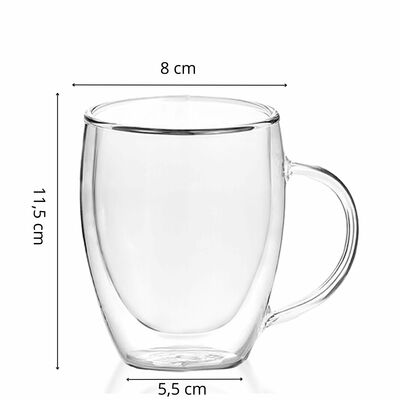 Pohár na kávu 300 ml dvojstenný s uchom SPRINGOS HA7349 číra