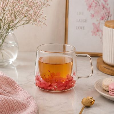 Pohár na kávu 180 ml dvojstenná SPRINGOS HA7573 s kvetinami