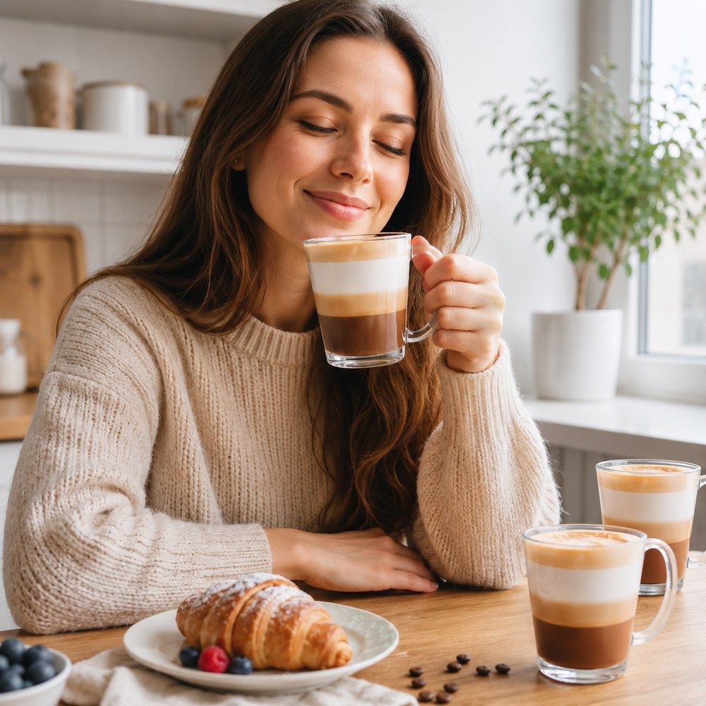 Poháre na latte s uchom 300 ml 6ks SPRINGOS HA7497 číre