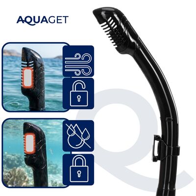 Šnorchlovacia sada s DryTop šnorchlom AQUAGET AQ0007 čierna
